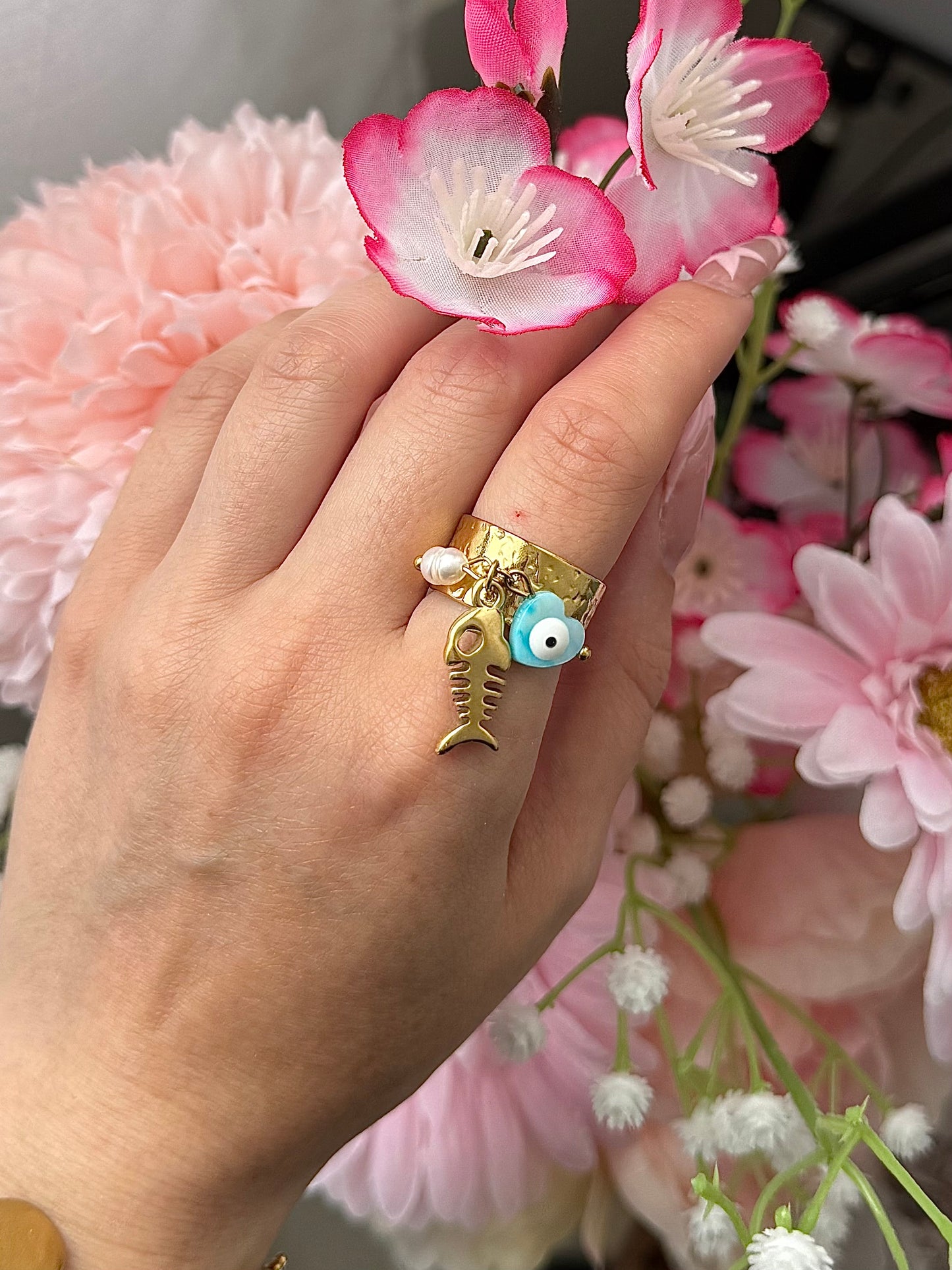 Bague corail bleu