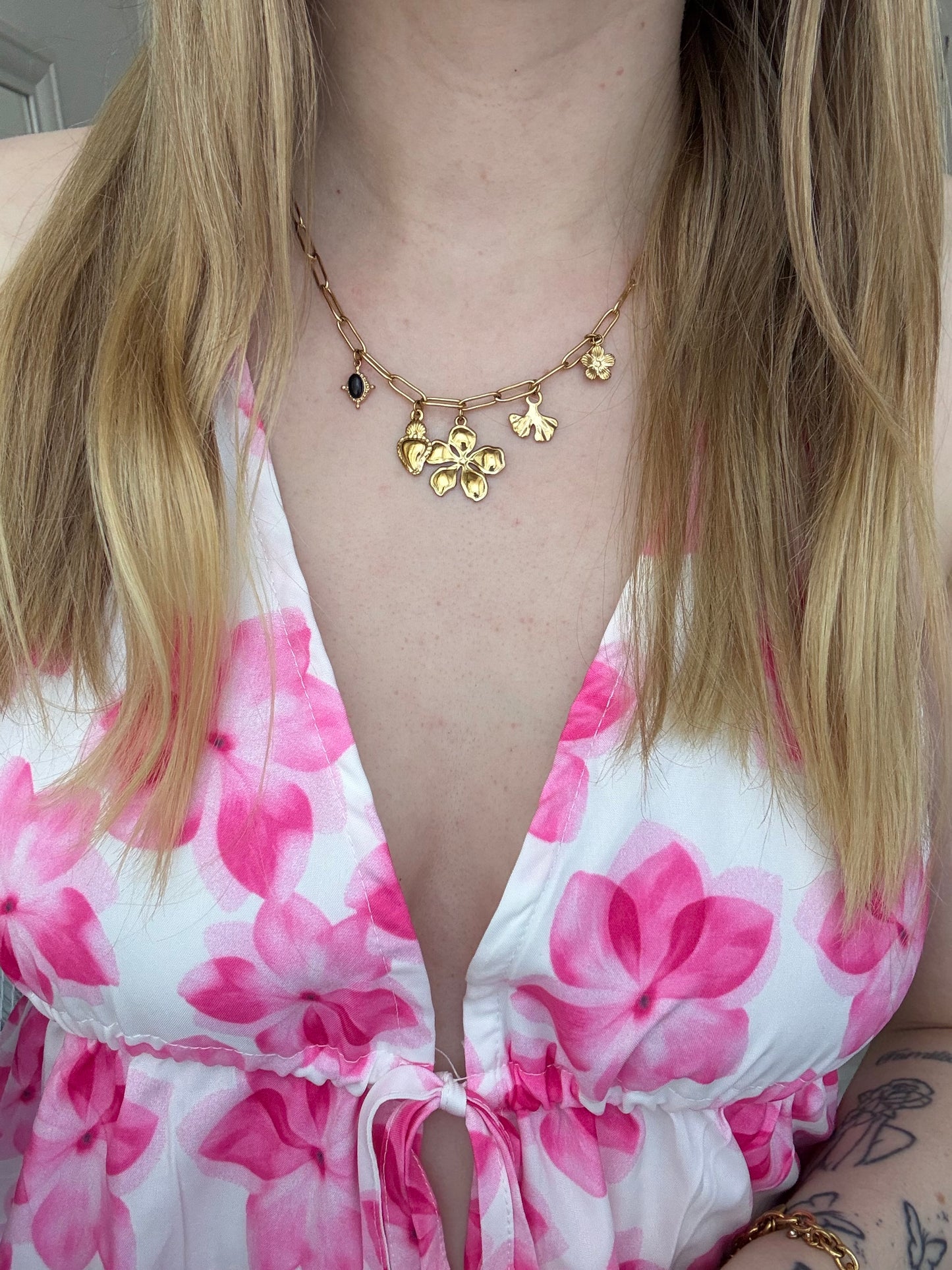 Collier fleurs coloré